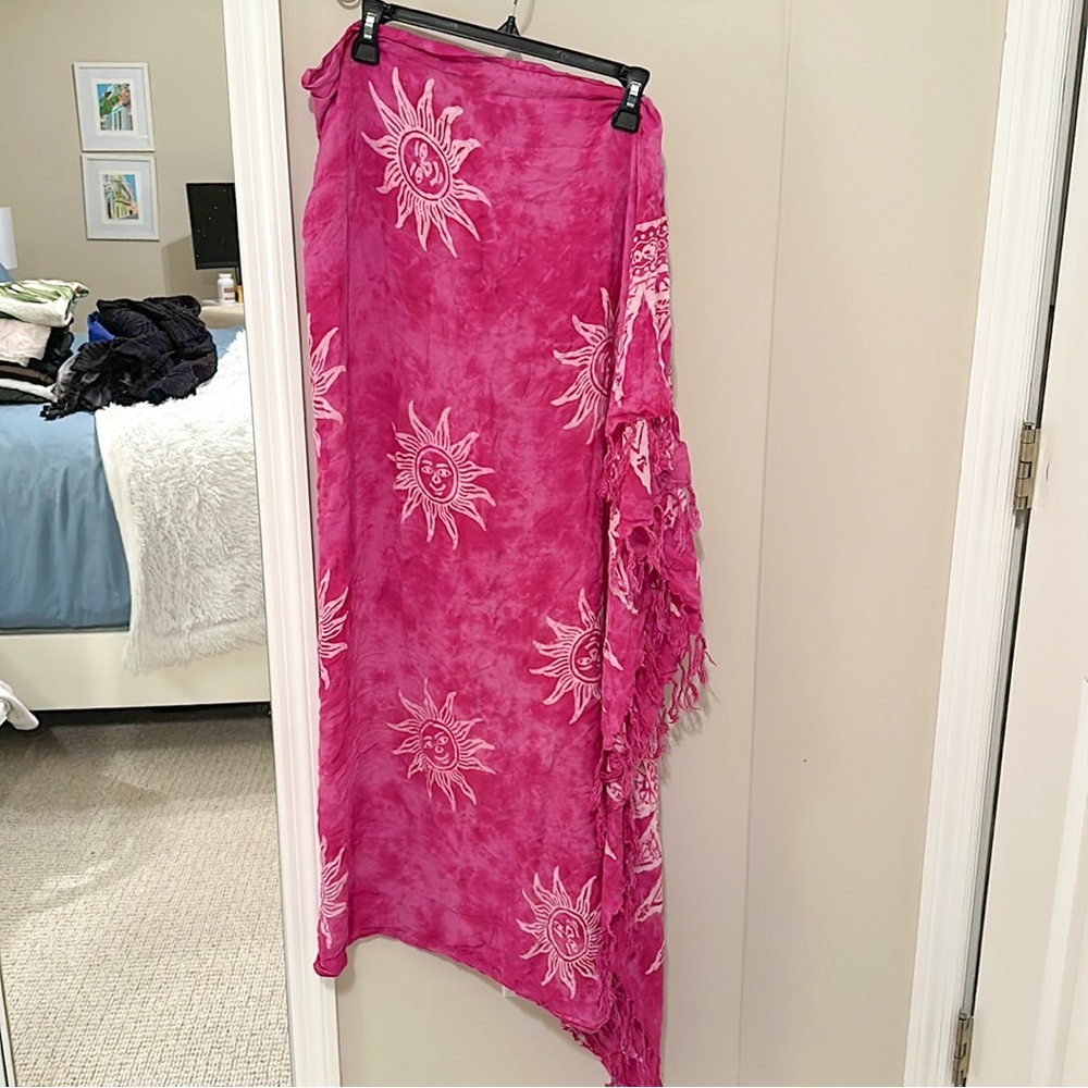 Hawaiian Pink Sun Sarong Wrap Swim Cover Up - Picture 7 of 8